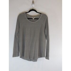 Lucky Brand Size XL Gray Patterned Textured Knit Long Sleeve Raglan Top NWOT
